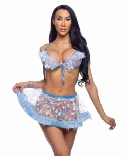 Roma R-6719, Mesh Tie Top With Butterfly Accent -Funky Lingerie Outlet 6719 6720 Blue 35787.1752193283