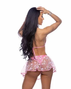 Roma R-6721, Top With Ruffle Trim -Funky Lingerie Outlet 6721 6718 Pink Back 15611.1752686164