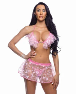 Roma R-6721, Top With Ruffle Trim -Funky Lingerie Outlet 6721 6718 Pink 38816.1752686159