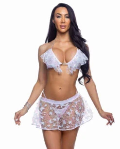 Roma R-6721, Top With Ruffle Trim -Funky Lingerie Outlet 6721 6718 Wht 52715.1752686137