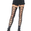 LA-6914, Wet Look Footless Lace Up Thigh Highs -Funky Lingerie Outlet 6914 01 001 68751.1556601180