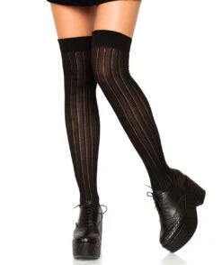 LA6926, Rib Knit Over The Knee Socks -Funky Lingerie Outlet 6926 01 001 85820.1694910890