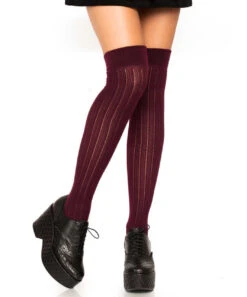 LA6926, Rib Knit Over The Knee Socks