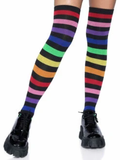 LA-6927, Rainbow Stripe Thigh High Socks By Leg Avenue