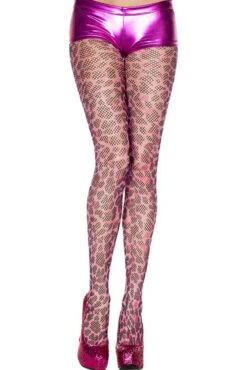 MUSIC LEGS ML-694, Cheetah Print Fishnet Pantyhose