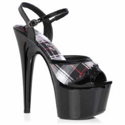 709-BRITNEY, 7" Plaid Platform Sandal -Funky Lingerie Outlet 709 BRITNEY blkw 23119.1725834308
