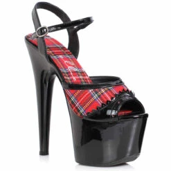 709-BRITNEY, 7" Plaid Platform Sandal -Funky Lingerie Outlet 709 BRITNEY red 98957.1725834302