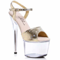 709-CELESTE, 7 Inch Heel Platform Sandal With Stars -Funky Lingerie Outlet 709 CELESTE gld 59273.1725905666