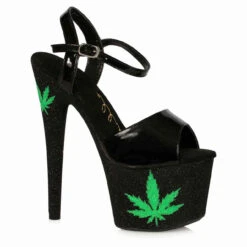 709-MEGGIE, Ankle Strap With Glitter Plant Design
