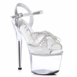 709-VAMP, 7 Inch Heel Platform Sandal With Rhinestone Bow -Funky Lingerie Outlet 709 VAMP slv 05875.1725901189