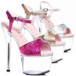 709-VITAL-C, 7 Inch Clear Platform Ankle Strap Sandal