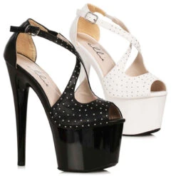 709-WICKED, 7 Inch Peep-Toe Platform With Studs CLEARANCE
