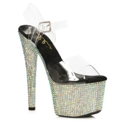709-Ziamond, 7 Inch Rhinestones Platform Sandal CLEARANCE -Funky Lingerie Outlet 709 ZIAMOND BLK 13270.1678303453