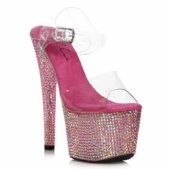 709-Ziamond, 7 Inch Rhinestones Platform Sandal CLEARANCE