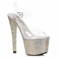 709-Ziamond, 7 Inch Rhinestones Platform Sandal CLEARANCE -Funky Lingerie Outlet 709 ZIAMOND Slv 53776.1678299017