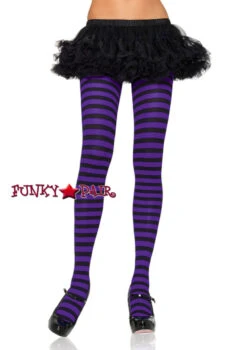 LA-7100, Nylon Striped Color Tights One Size -Funky Lingerie Outlet 7100 blu 98858.1534181034