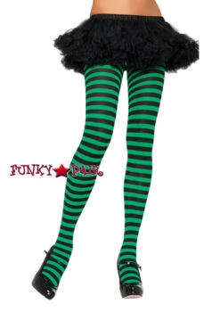 LA-7100, Nylon Striped Color Tights One Size -Funky Lingerie Outlet 7100 grn 27872.1534181054