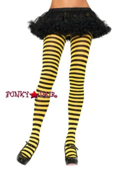 LA-7100, Nylon Striped Color Tights One Size -Funky Lingerie Outlet 7100 yel 01801.1534181126