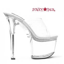 711-Vanity 7" Heel Platform Slide CLEARANCE -Funky Lingerie Outlet 711 Vanity Clear 66792.1537740034