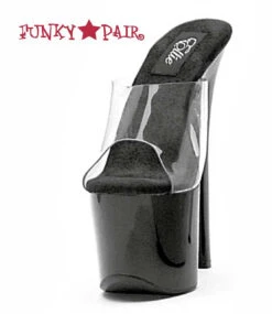 711-Vanity 7" Heel Platform Slide CLEARANCE -Funky Lingerie Outlet 711 Vanity clear black 88106.1537740025