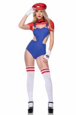 ML-71159, Sexy Plumber Babe Costume -Funky Lingerie Outlet 71159 Mario 42 91926.1757734121