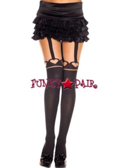 MUSIC LEGS ML-7173, Heart And Suspender PantyHose