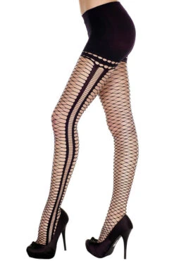 MUSIC LEGS ML-7193, Mini Diamond Net Oval Cutout Pantyhose