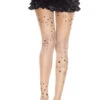 MUSIC LEGS ML-7202, Heart And Star Print Pantyhose -Funky Lingerie Outlet 7202 beigeblack 57122.1567888374