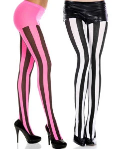 MUSIC LEGS ML-7219, Contrast Vertical Striped Pantyhose