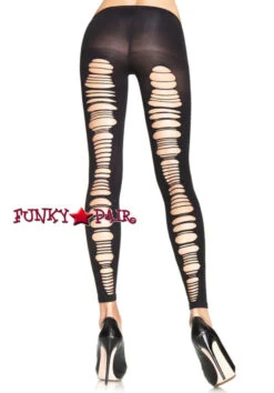 LA-7331, Shredded Back Opaque Footless Tights