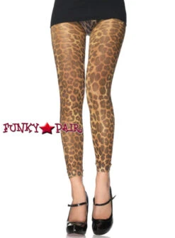 LA-7535, Lurex Leopard Print Footless Tights
