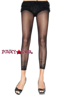 LA-7555, Black Opaque Net Footless Tights