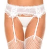 MUSIC LEGS ML-7722, Heart Embroidered Mesh Garterbelt