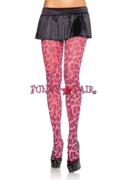 LA-7722, Neon Leopard Print Opaque Tights