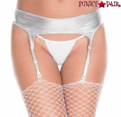 MUSIC LEGS ML-7726, Wet Look Garterbelt -Funky Lingerie Outlet 7726 Silver 68463.1568697645