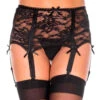 MUSIC LEGS ML-7728, Flower Lace Garterbelt -Funky Lingerie Outlet 7728 Black 35320.1567816512