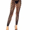 LA-7812, Leopard Lace Tights With Net Side Panels By Leg Avenue -Funky Lingerie Outlet 7812 01 001 05037.1630467507