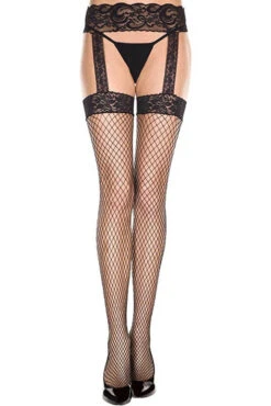 MUSIC LEGS ML-7996, Diamond Net Garterbelt Stockings