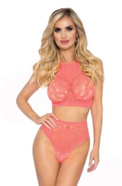LA-81552, Crop Top And High Waist Thong -Funky Lingerie Outlet 81552 Coral 17517.1583768454