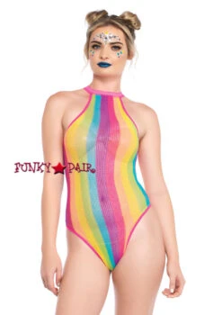 LA-81556, Rainbow Striped Rave OutFit