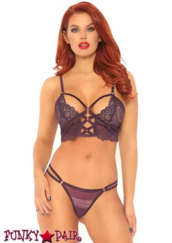 Leg Avenue | LA81577, Lace Bralette With G-string -Funky Lingerie Outlet 81577 Plum 68927.1576268247
