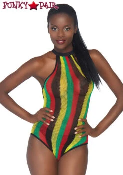 LA81585, Rasta Net Racer Back Bodysuit