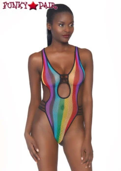LEG AVENUE LA81586, Rainbow Cut Out Bodysuit