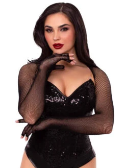 LA81590, Fishnet Fingerless Gloved Shrug