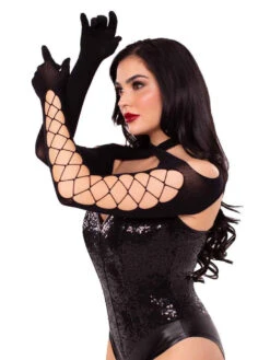LA81591, Net And Opaque Gloved Shrug -Funky Lingerie Outlet 81591 04 001 50873.1742517831