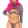 Leg Avenue | LA81607, Striped Fishnet Bikini Set -Funky Lingerie Outlet 81607 01 101 11292.1584850493