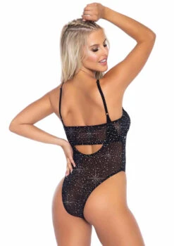 Leg Avenue | LA81609, Rhinestone Mesh Suspender Bodysuit -Funky Lingerie Outlet 81609 02 001 62530.1626130656