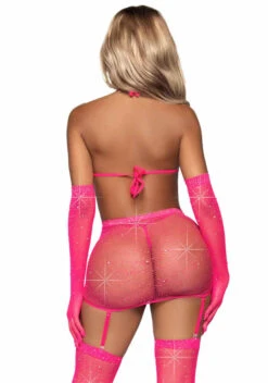 Leg Avenue | LA81617, Rhinestone Fishnet Garter Skirt Set -Funky Lingerie Outlet 81617 HP B 88031.1669055906
