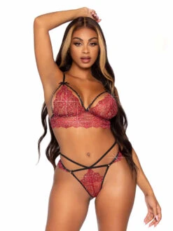 Leg Avenue | LA81623, Strappy Rhinestone Lace Bralette Set -Funky Lingerie Outlet 81623 003 036 77516.1623865876