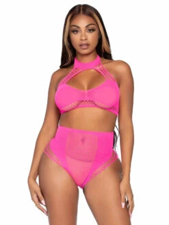 LA81632, Net Crop Top And Bottoms By Leg Avenue